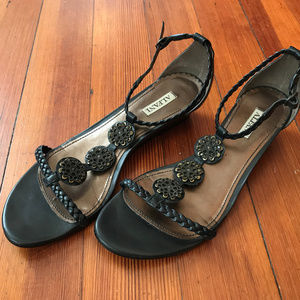 Strappy sandal flats with brass medallions
